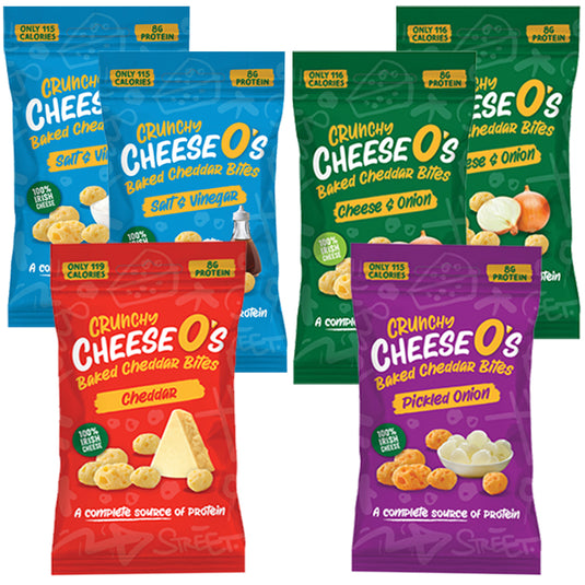 CheeseO's Crunchy Baked Cheese Snacks Multipack Pack of 4x20g - Cheddar Bites, Keto Snacks, High Protein Snack, Low Carb Gluten Free Vegetarian Savoury Snack Cheese Crisps