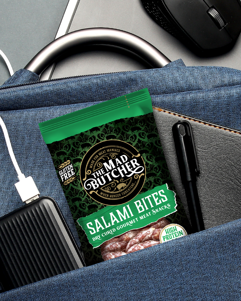 Load image into Gallery viewer, Mad Butcher Salami Bites – 40g | Mini Snack – Rich, Savory On-the-Go Bite-Size Treats | Pack of 12
