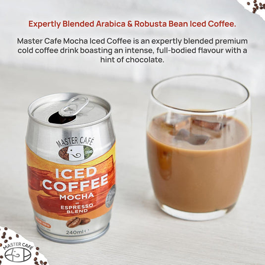 Master Café Iced Coffee in Cans, Mocha 240ml (Pack of 6) Best Before 26-04-2025