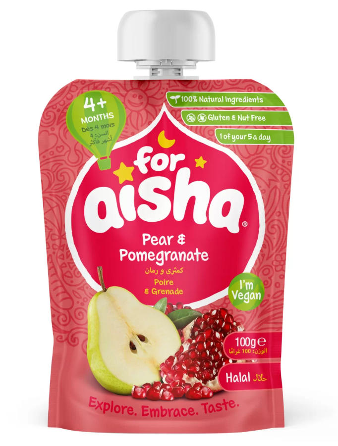 Load image into Gallery viewer, For Aisha Pear &amp; Pomegranate Fruit Pouch 100g
