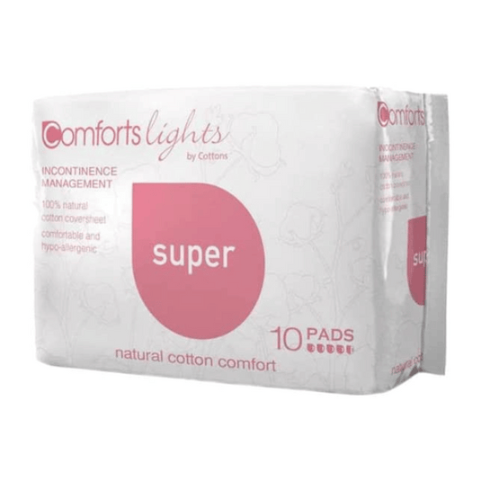 Cottons Comforts Lights Incontinence Management Super Pads Heavy Flow Pack of 10
