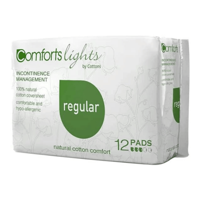 Cottons Comforts Lights Incontinence Management Pads Regular Flow Pack of 12