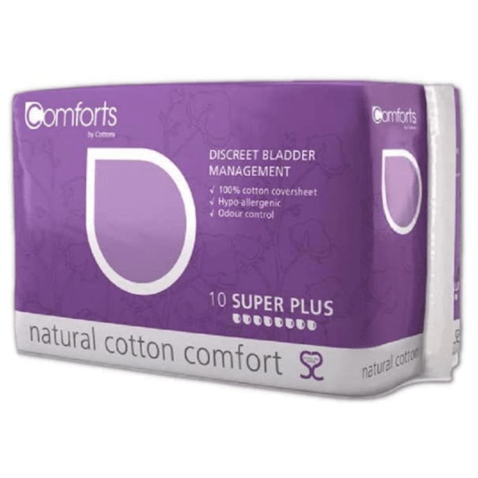 Cottons Comforts Premium Discreet Bladder Management Super Plus Pads Very Heavy Flow Pack of 10