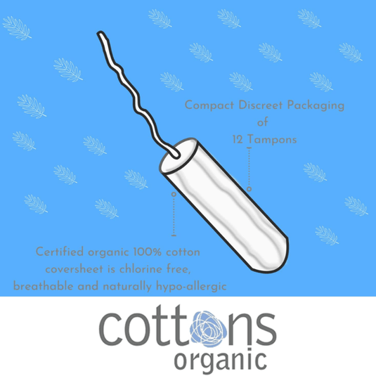 Cottons Organic Teen Mini Tampons Light Flow Pack of 12