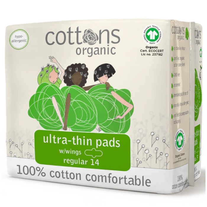 Cottons Organic Ultra Thin Regular Pads with Wings Pack of 14