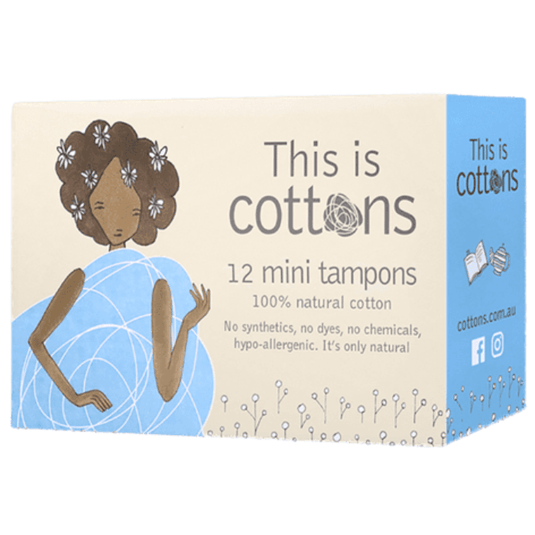 Cottons Organic Teen Mini Tampons Light Flow Pack of 12