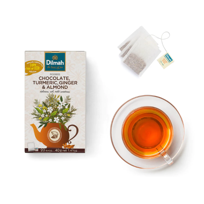 Load image into Gallery viewer, Dilmah Natural Infusions Rooibos Chocolate, Turmeric, Ginger and Almond Tea 20 Tea Bags 40g
