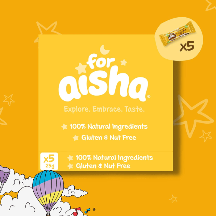 Load image into Gallery viewer, For Aisha Banana &amp; Coconut Halal &amp; Vegan Oaty Snack Bars 125g
