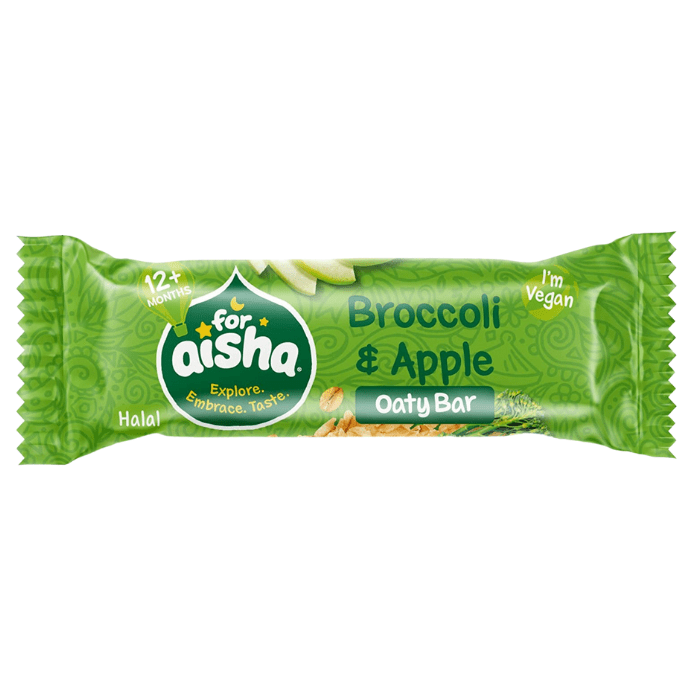 Load image into Gallery viewer, For Aisha Broccoli &amp; Apple Halal &amp; Vegan Oaty Snack Bars 125g
