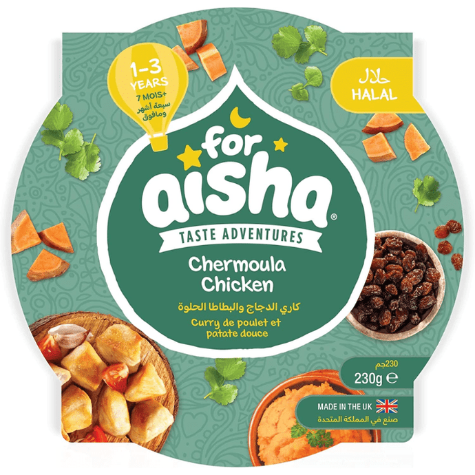 For Aisha Halal Baby Food Chermoula Chicken Moroccan Stew Tray 230g