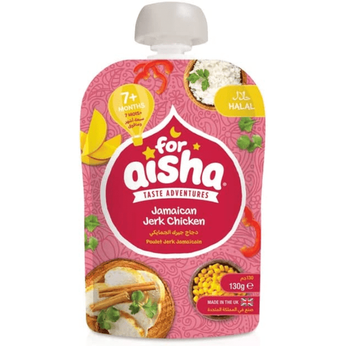 For Aisha Halal Baby Food Jamaican Jerk Chicken With Mango Pouch 130g