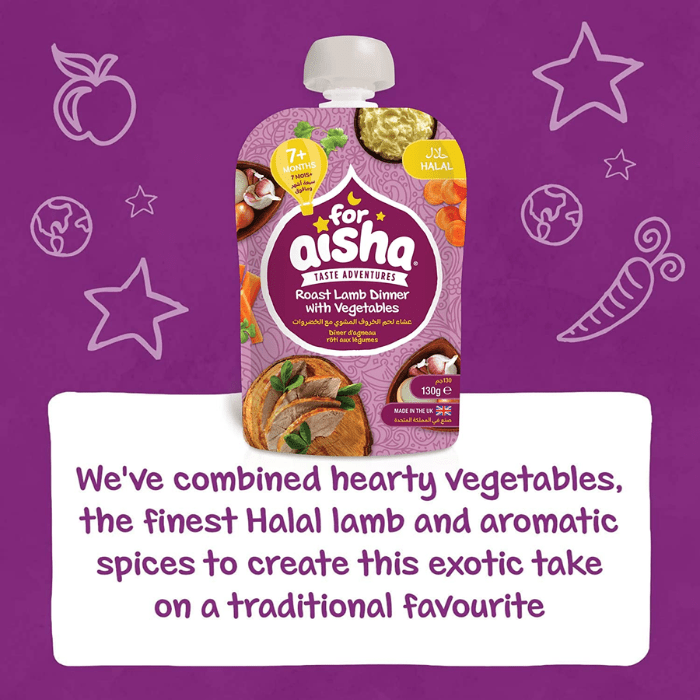 Load image into Gallery viewer, For Aisha Halal Baby Food Roast Lamb With Vegetables Pouch 130g
