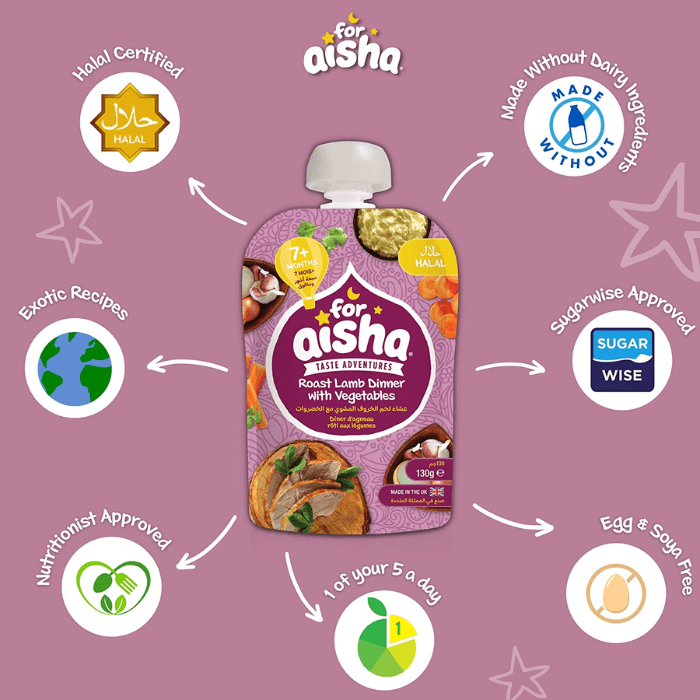 Load image into Gallery viewer, For Aisha Halal Baby Food Roast Lamb With Vegetables Pouch 130g
