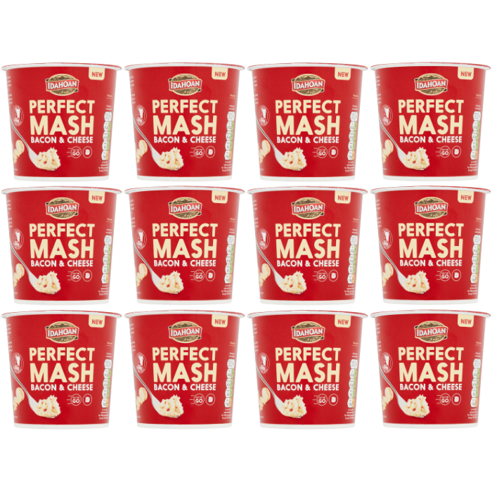 Load image into Gallery viewer, Idahoan Perfect Mash Bacon &amp; Cheese 55g Pots Pack of 12
