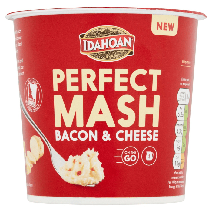 Load image into Gallery viewer, Idahoan Perfect Mash Bacon &amp; Cheese 55g Pots Pack of 12
