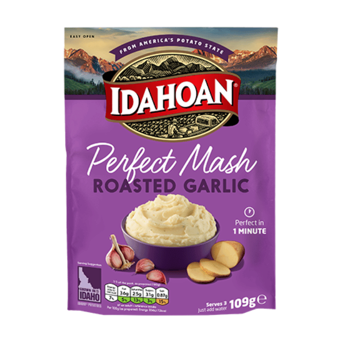 Load image into Gallery viewer, Idahoan Perfect Mash Roasted Garlic 109g Sachet Pack of 12
