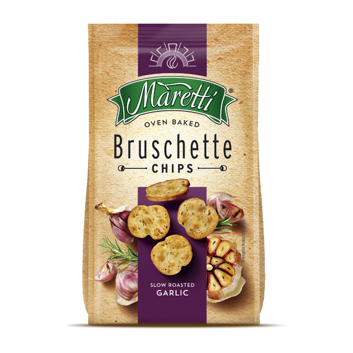 Maretti Oven Baked Bruschette Chips Slow Roasted Garlic Best Before 02-05-2025