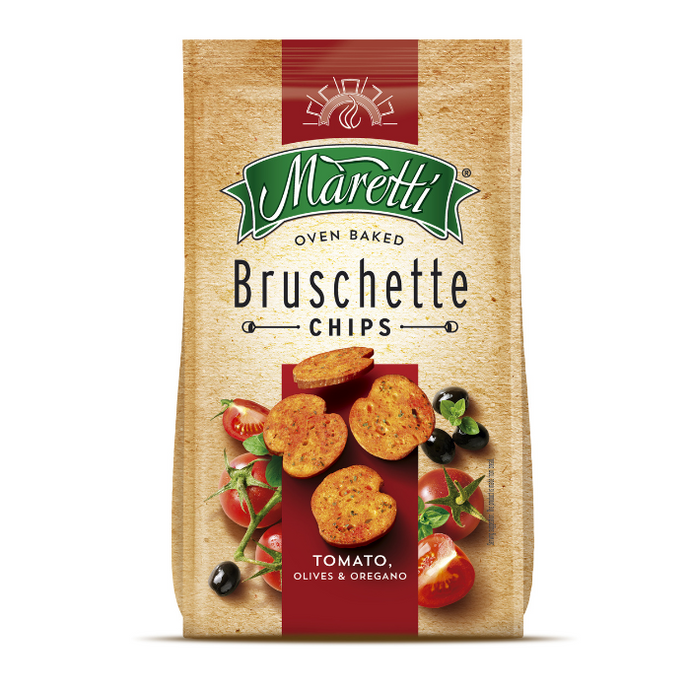 Maretti Oven Baked Bruschette Chips Tomato Olives & Oregano Best Before 04-05-2025