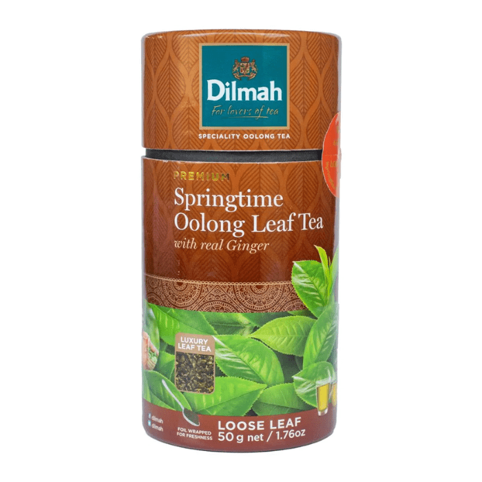 Load image into Gallery viewer, Dilmah Paper Canister Ceylon Springtime Oolong Ginger Loose Leaf Tea 50g
