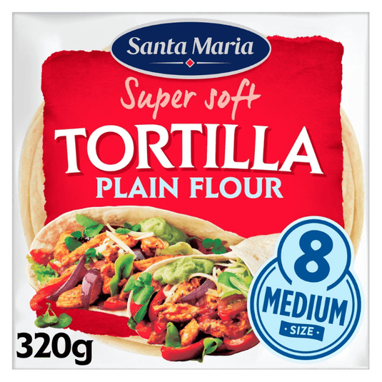 Santa Maria Super Soft Plain Flour Medium Sized Tortillas Pack of 8 320g