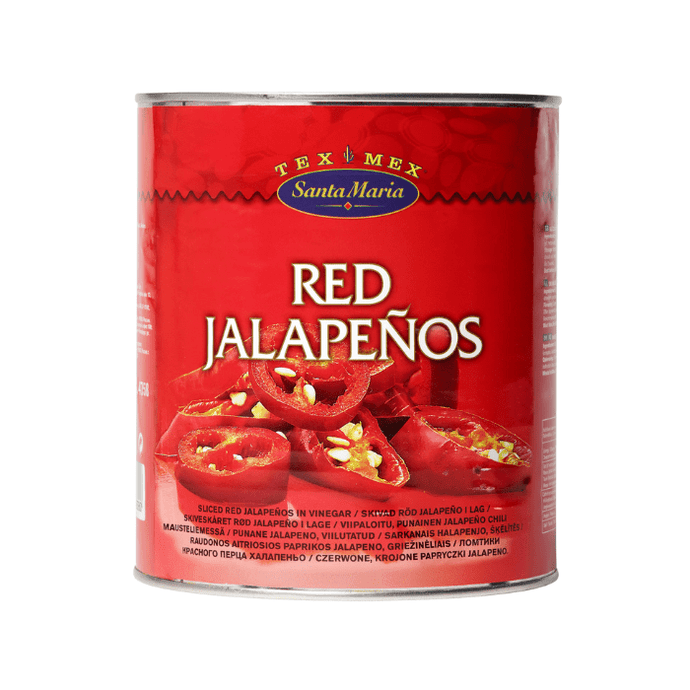 Santa Maria Tex Mex Sliced Red Jalapeno Peppers In Brine 2.8kg
