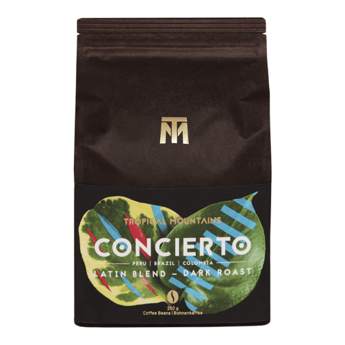 Tropical Mountains Concierto Latino Blend Organic Coffee Beans Dark Roast 250g