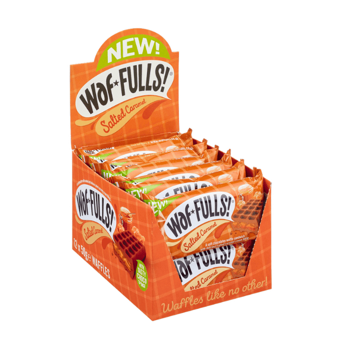 Waffulls On-The-Go Snack Salted Caramel Waffle Sandwich 50g Case Box of 12